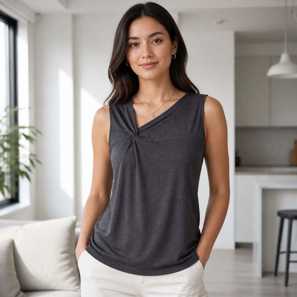 41 Hawthorn Women's Gray Sleeveless Knot Front Knit Tank Top Size XL
